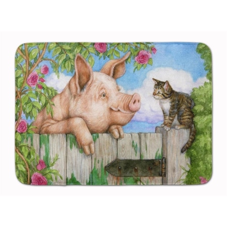 Carolines Treasures Pig at the Gate with the Cat Machine Washable Memory Foam Mat CDCO0349RUG